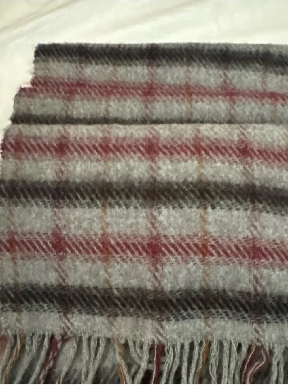 Christian Dior   Grey & Maroon  Wool Scarf